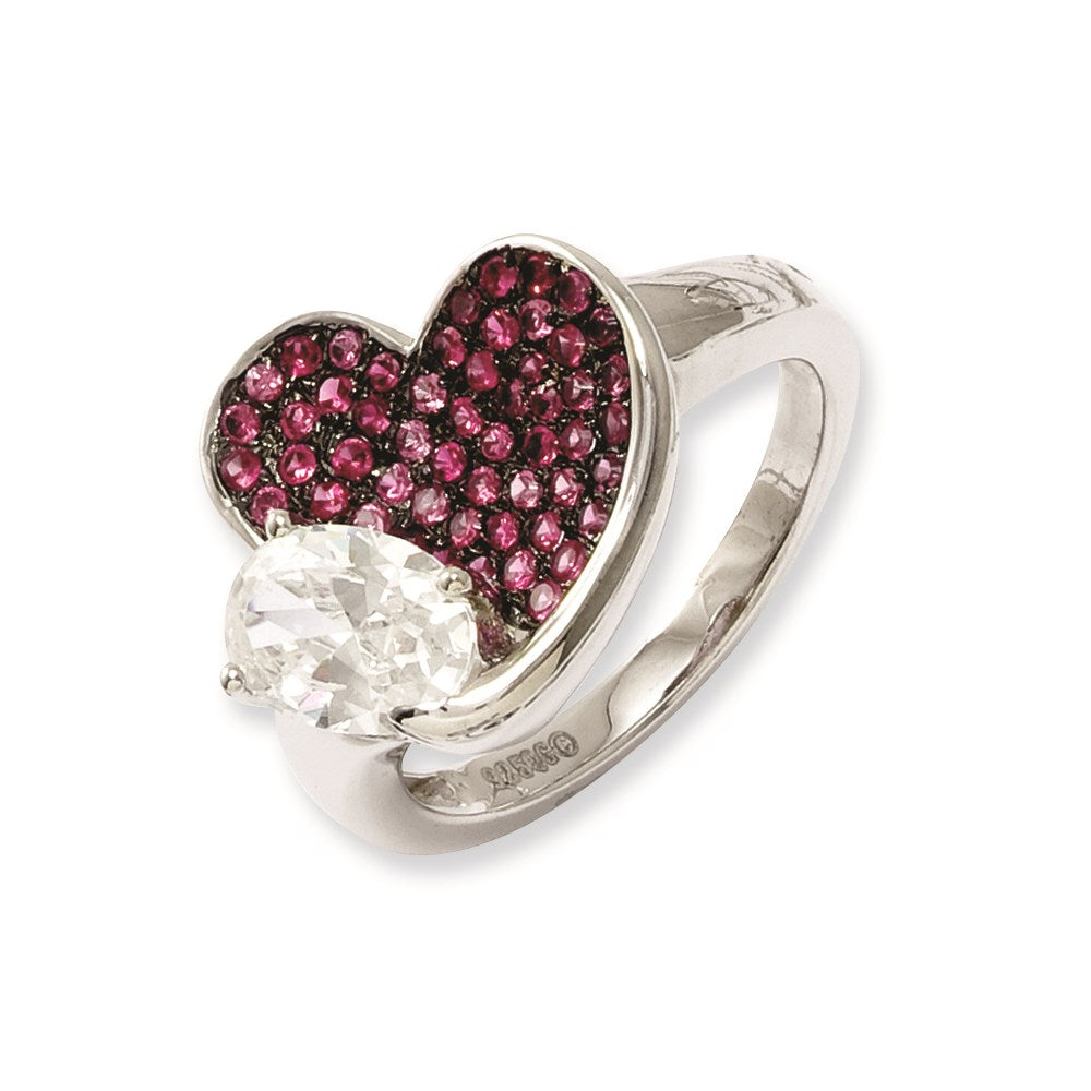 Sterling Silver & CZ Brilliant Embers Pink Heart Ring
