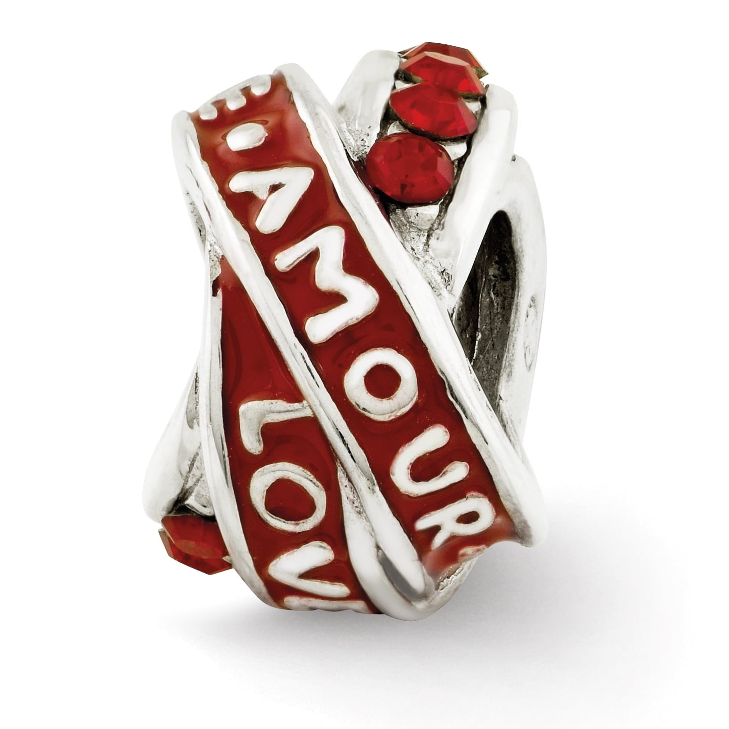 925 Sterling Silver Reflections Love Amour Red Crystal Bead Charm 9.09x6.36mm Wide Pendant Necklace for Women
