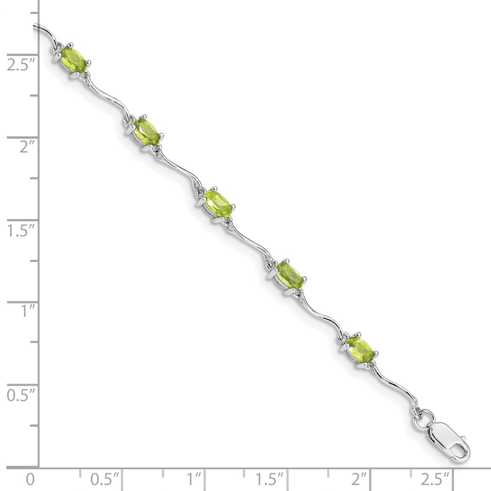 Sterling Silver Rhodium-plated Peridot Bracelet 7 inches