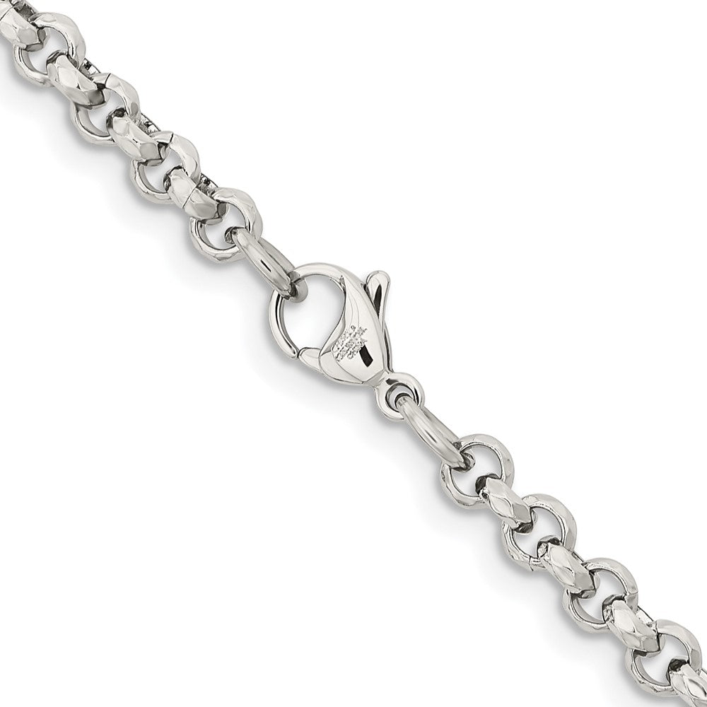 Stainless Steel Polished and Textured Fancy Rolo 24in Chain