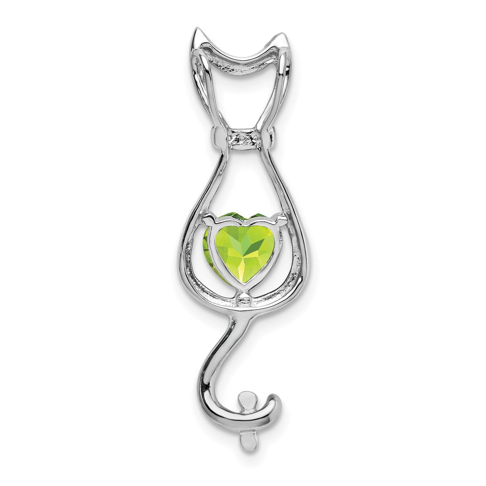 14k White Gold Peridot and Diamond Cat Pendant