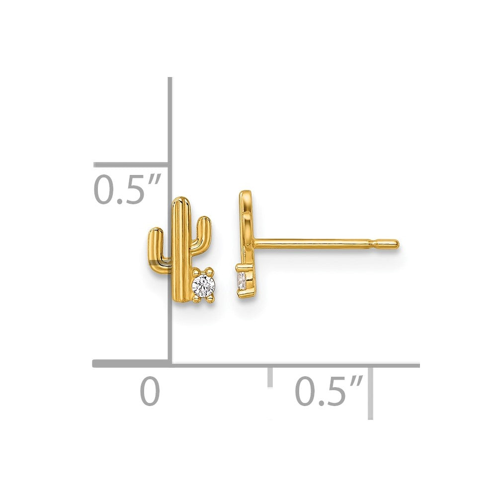 14K Madi K Polished CZ Cactus Children's Post Earrings