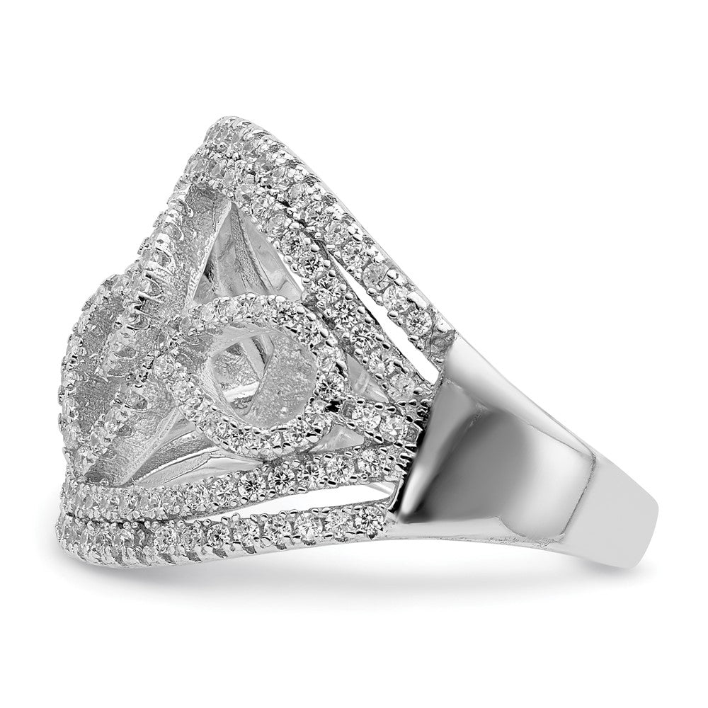 Sterling Silver Rhodium-plated CZ Micro Pave Fancy Ring