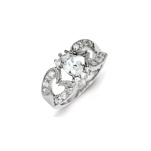 Sterling Silver CZ Double Heart Ring