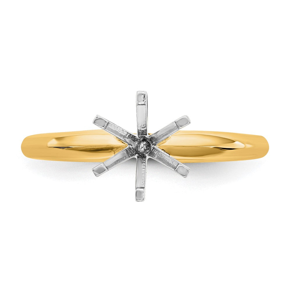 14k Two-Tone 1/2 carat Lightweight Knife Edge/Half-Round 6-Prong Round Solitaire Ring Mounting