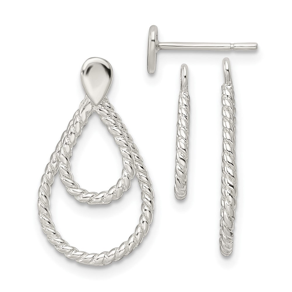 Sterling Silver w/2 Teardrop Jackets Button Post Earrings