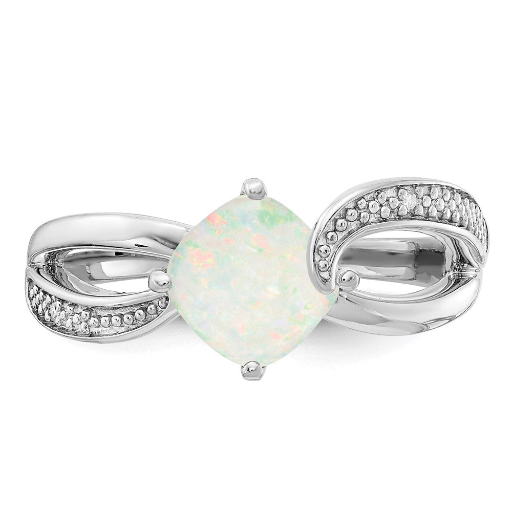 Sterling Silver ANC CR OPal & Diamond Ring