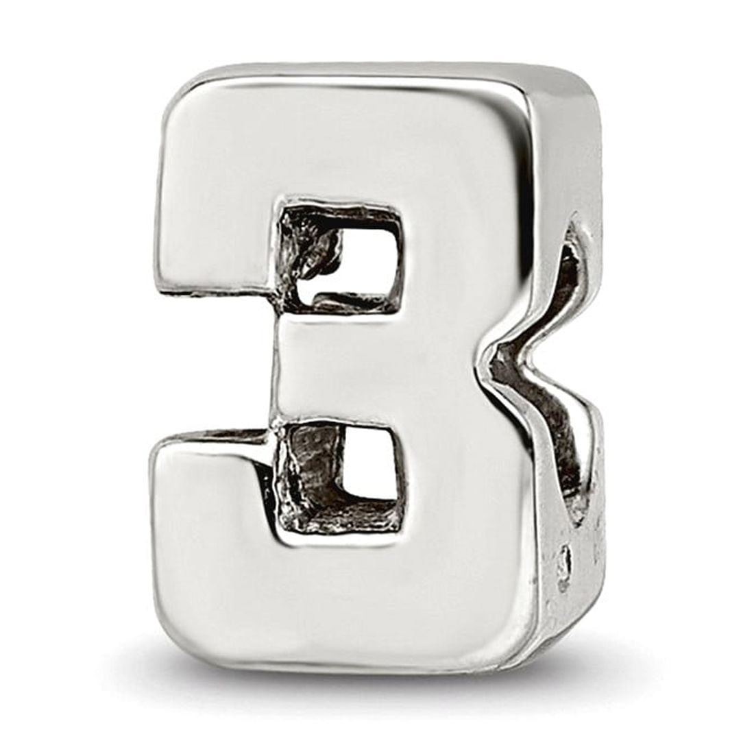 925 Sterling Silver Polished Reflections Sport game Number 3 Bead Charm 8.18x5.45mm Wide Pendant Necklace for Women
