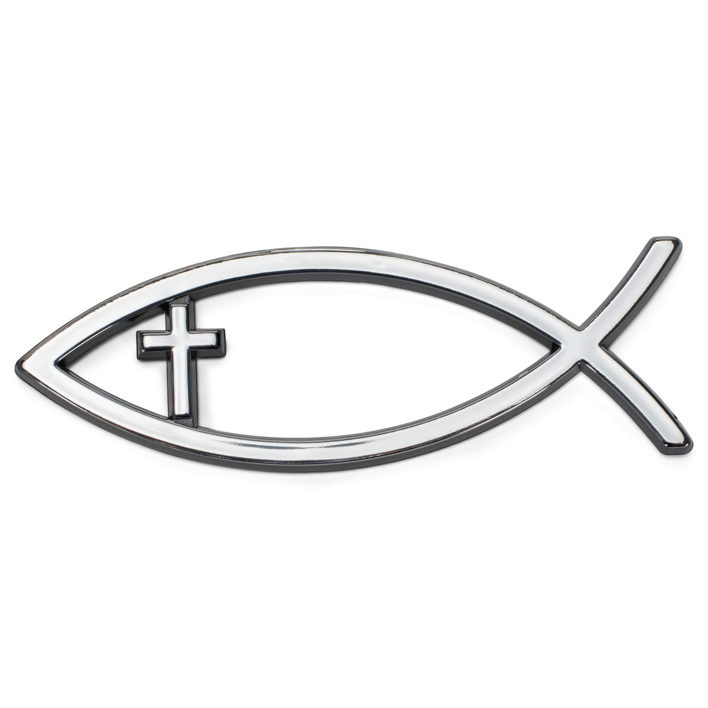 Dicksons Inc AE-105-S Auto Emblem Silver in Cross Fish - Pack of 6