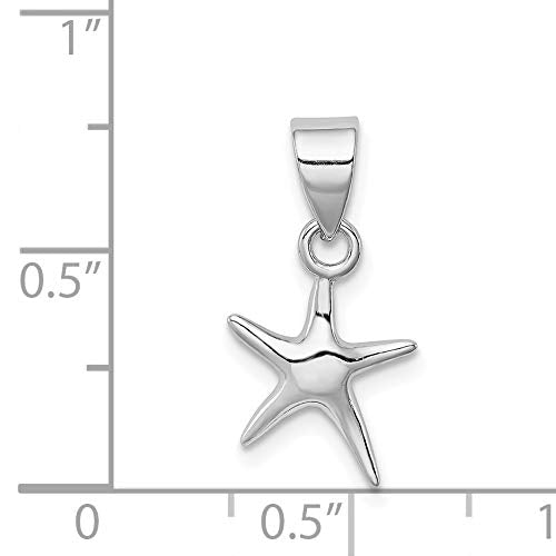 Sterling Silver Rhodium-platedStarfish Pendant