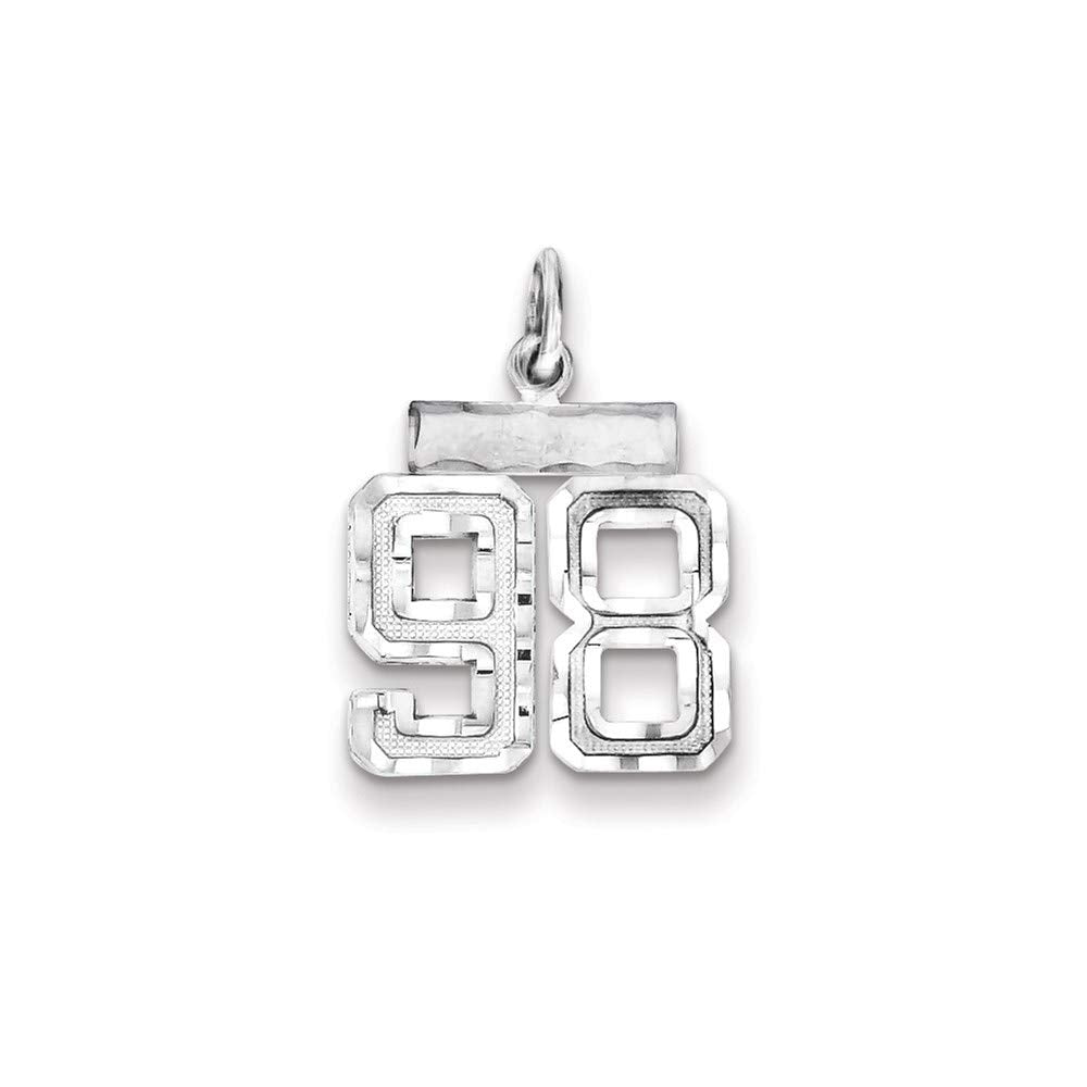 Sterling Silver Rhodium-plated Diamond-cut #98 Charm QSN98