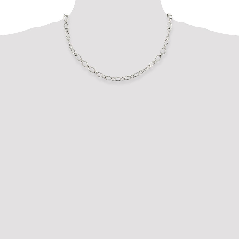 Sterling Silver 6.1mm Fancy Patterned Rolo Chain 18 Inches