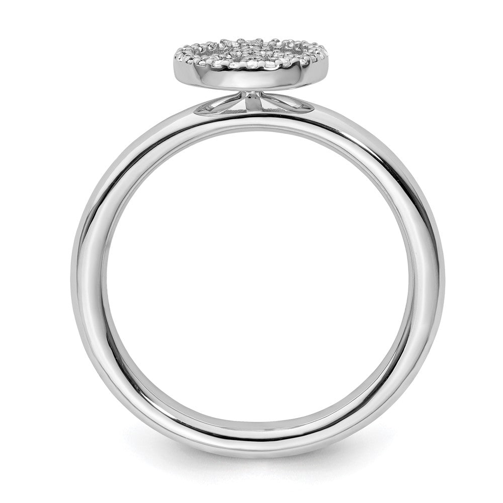 Sterling Silver Stackable Expressions Peace Symbol Diamond Ring Size -8