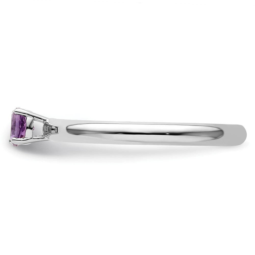 Sterling Silver Stackable Expressions Rhodium Amethyst Ring