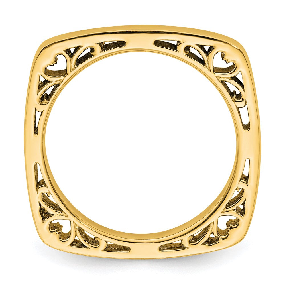Sterling Silver Stackable Expressions Polished Gold-plated Square Ring Size -5