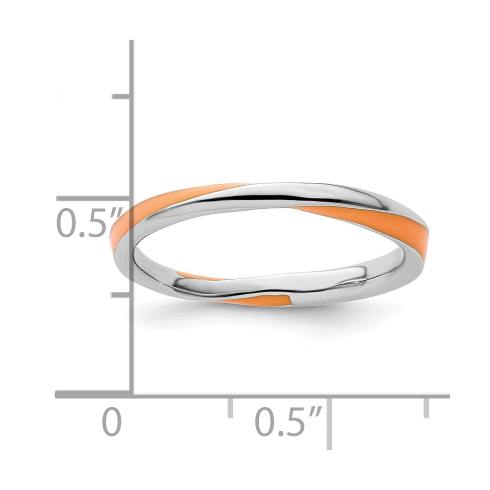 Sterling Silver Stackable Expressions Twisted Orange Enameled Ring Size -6