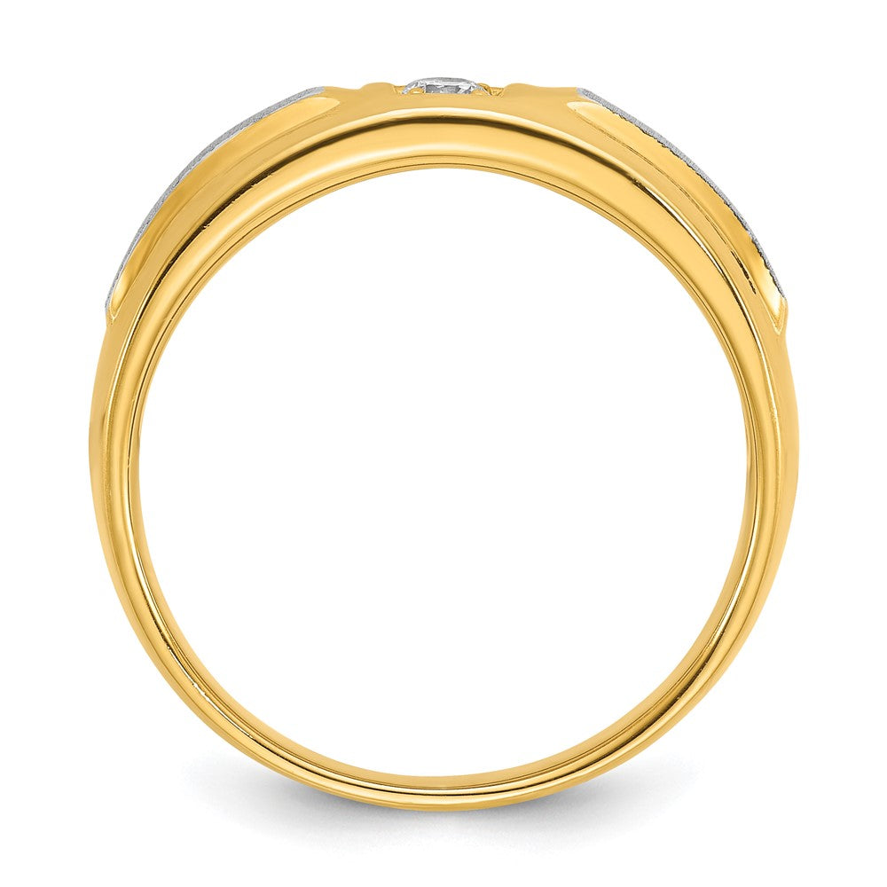 14k Two-tone IBGoodman Men's Polished and Satin 1/10 carat Diamond Complete Ring Size 1
