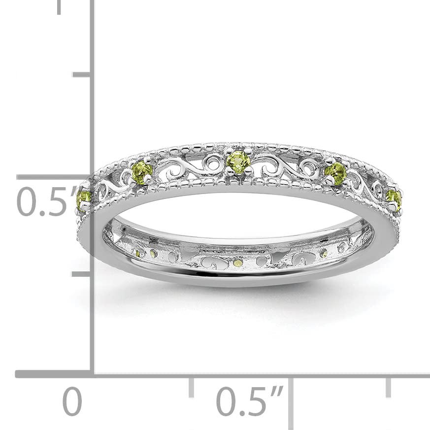Sterling Silver Stackable Expressions Peridot Ring Size -9