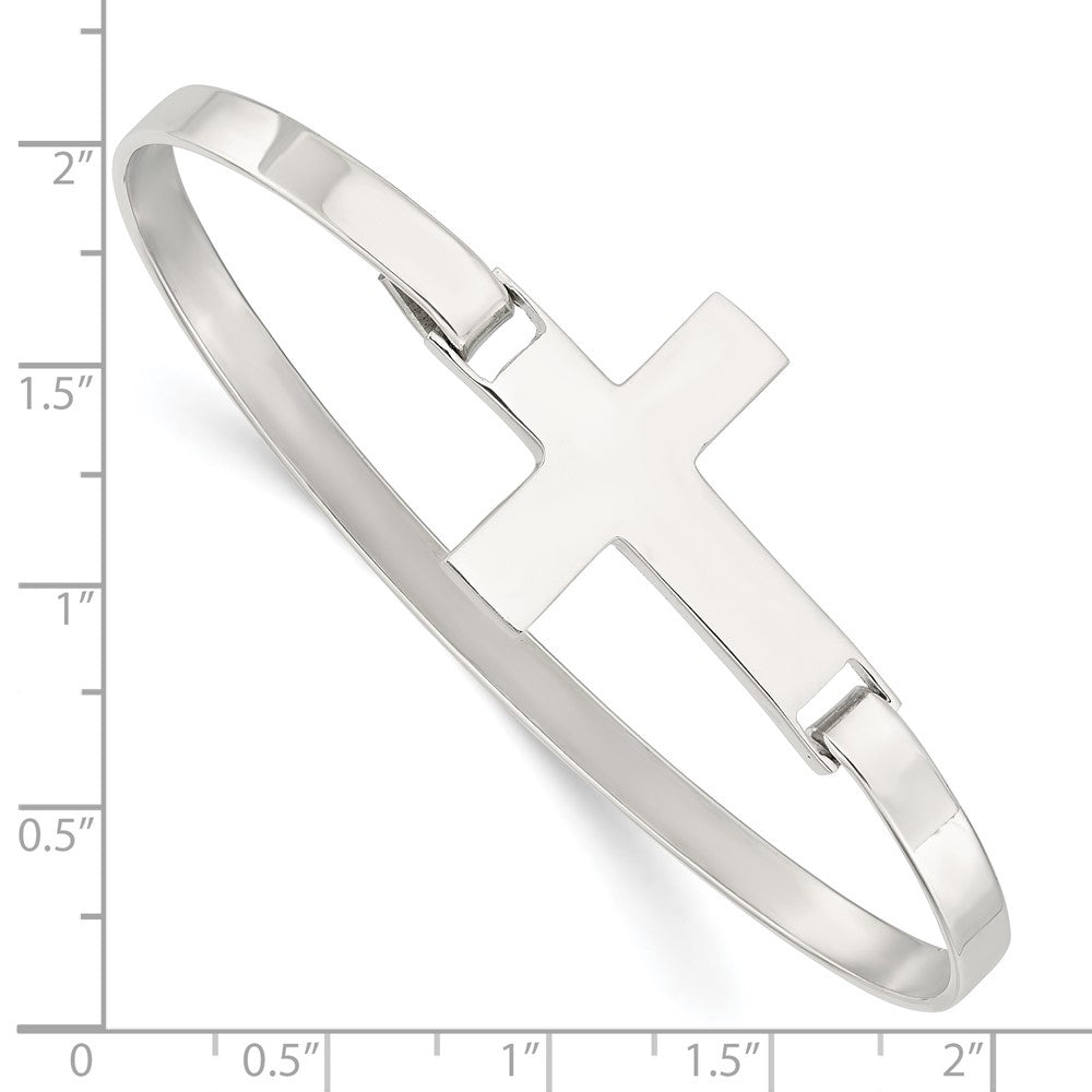 Sterling Silver Polished Cross Bangle 7 inches