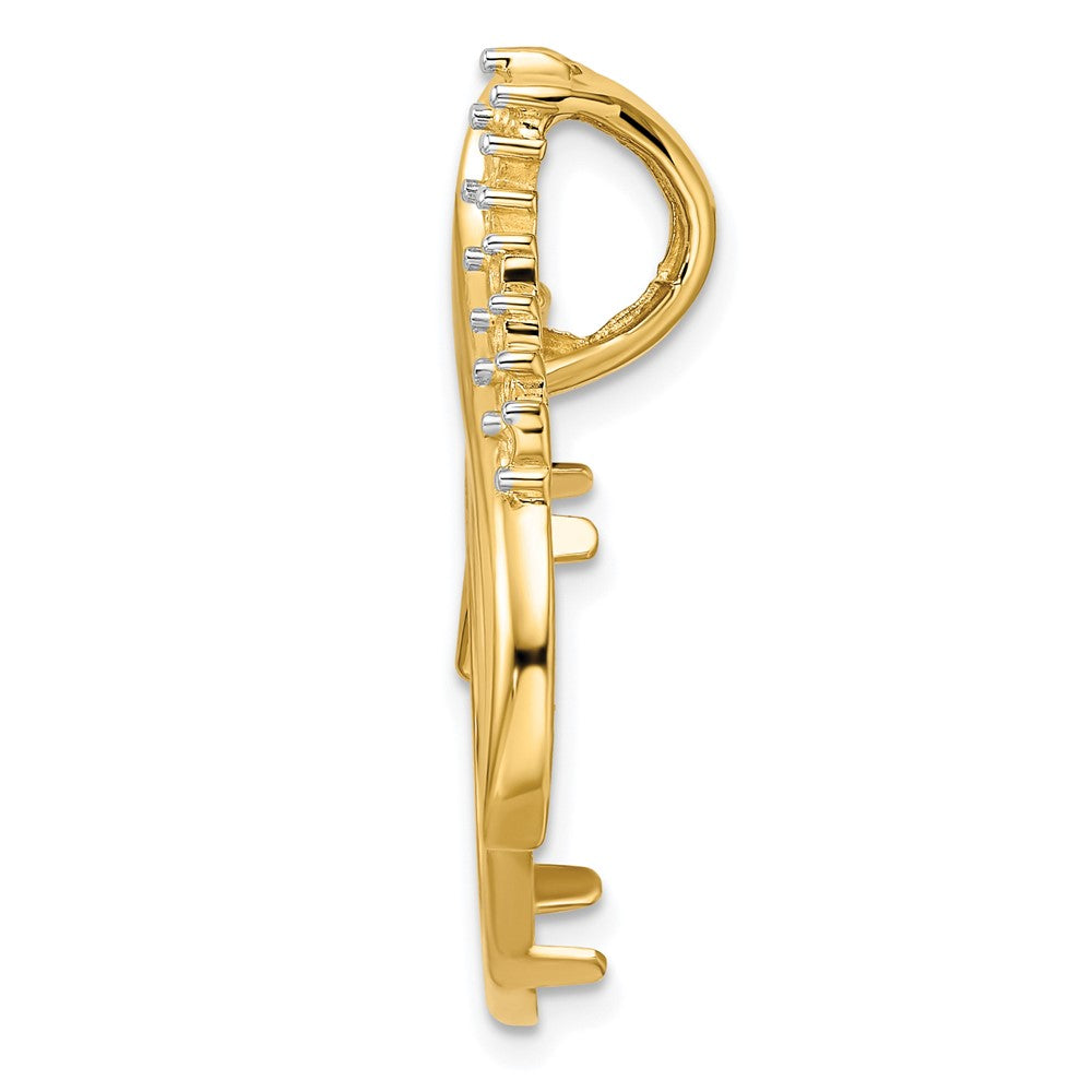 Wideband Distinguished Coin Jewelry 14k Polished Diamond Teardrop 18.0mm Prong Coin Bezel Chain Slide Pendant Mounting
