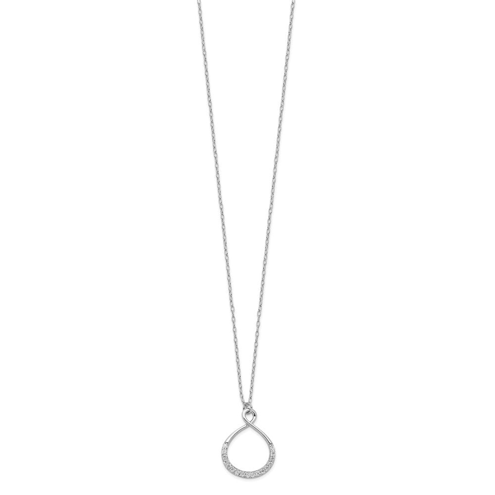 Sterling Silver Rhodium-plated with CZ Infinity w/ 2 IN EXT Necklace 16 Inches