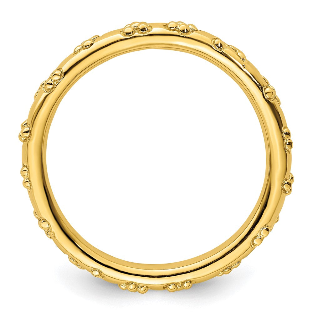 Sterling Silver Stackable Expressions Gold-plated Textured Ring Size -9