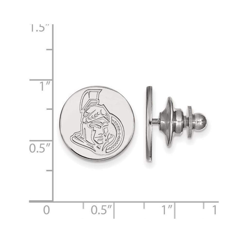Sterling Silver Rhodium-plated NHL LogoArt Ottawa Senators Lapel Pin Q-SS009SEN