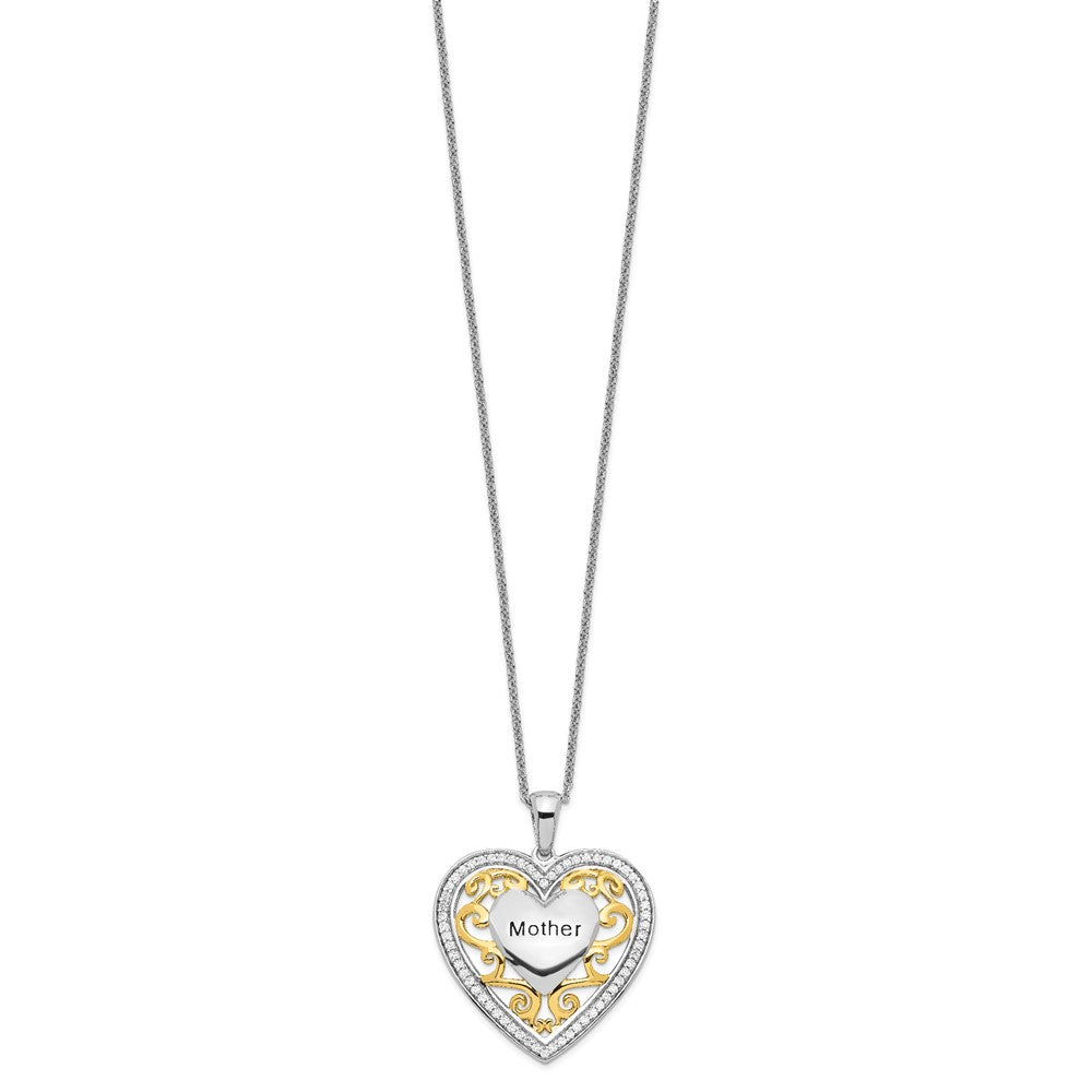 Sentimental Expressions Sterling Silver Gold-plated Mother 18 Inch Heart Necklace 18 Inches
