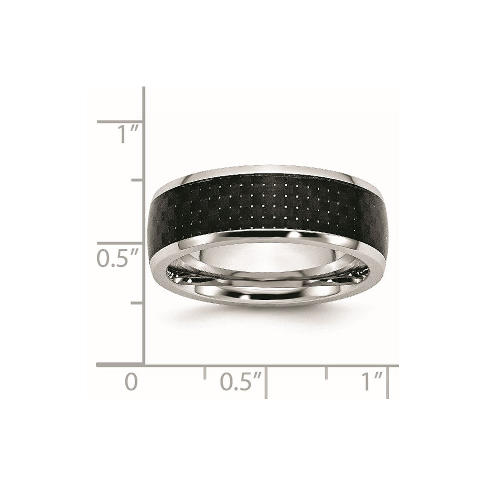Cobalt Polished Black Carbon Fiber Inlay 8mm Band Size - 7.5