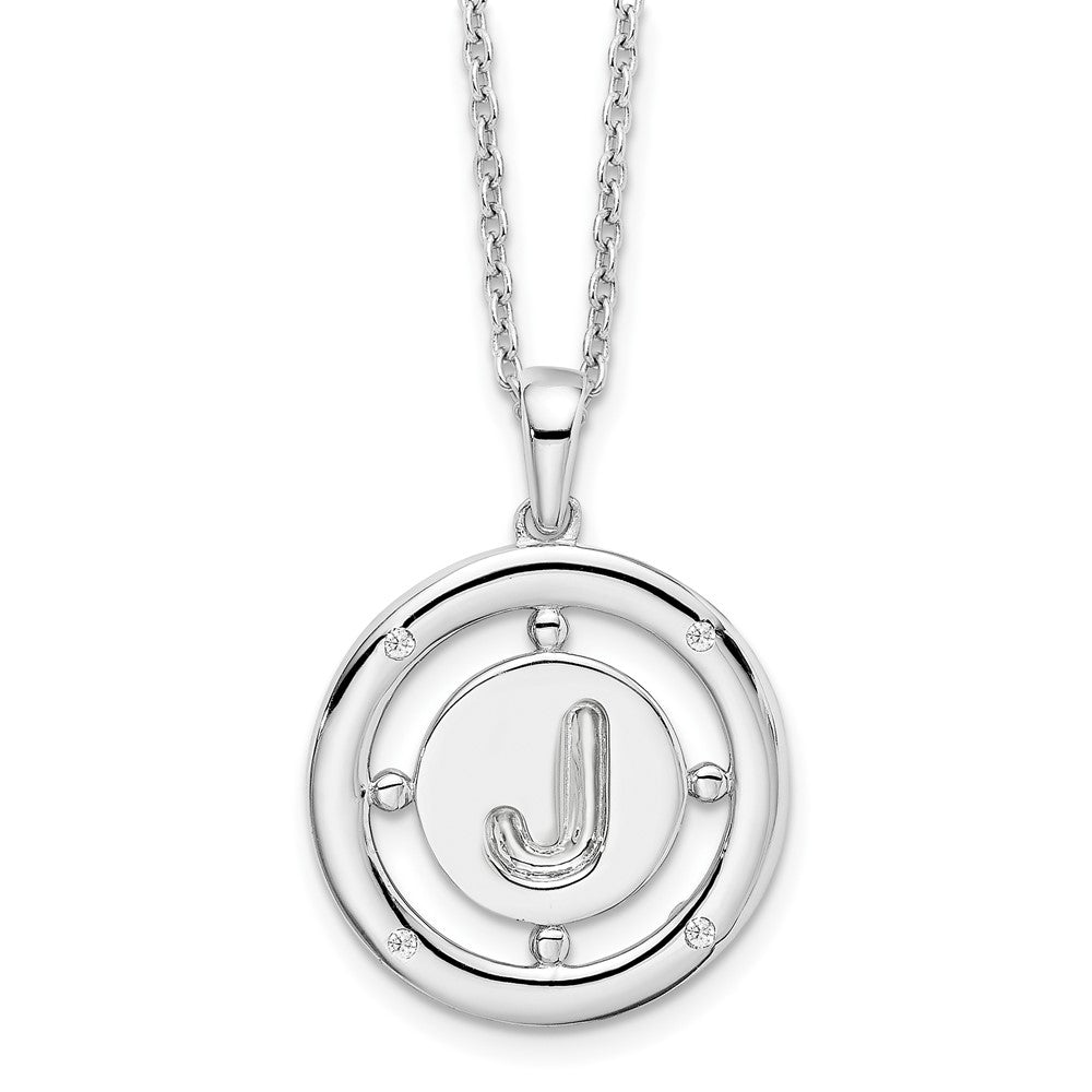 White Ice Sterling Silver Rhodium-plated 18 Inch Diamond Letter J Initial Necklace with 2 Inch Extender 18 Inches