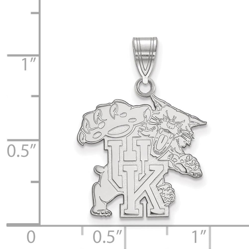 Sterling Silver Rhodium-plated LogoArt University of Kentucky U-K Wildcat Large Pendant QSS046UK