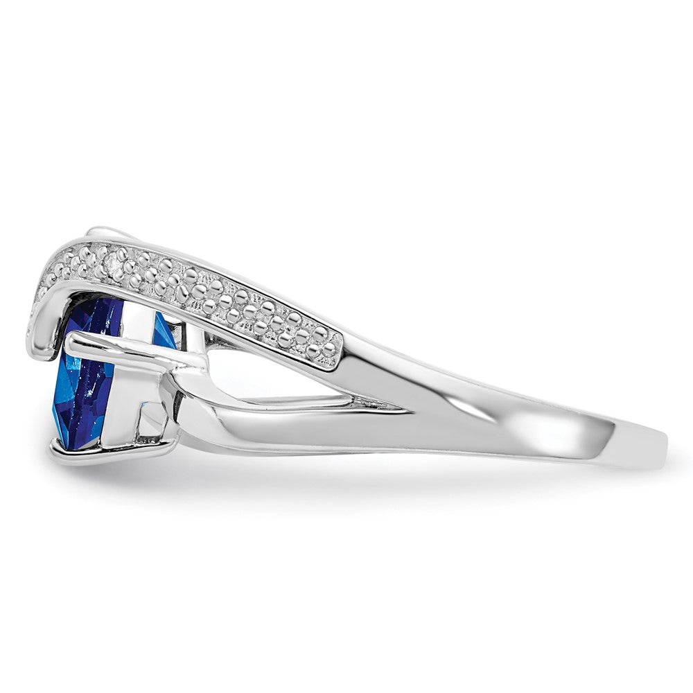 ANC Sterling Silver CR Sapphire & Diamond Ring