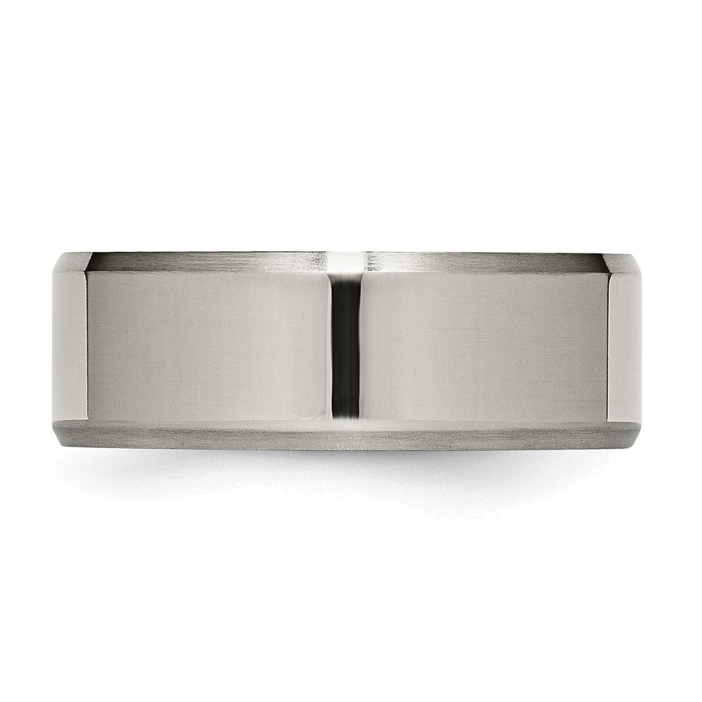 Titanium Brushed and Polished 8mm Beveled Edge Band Size - 12