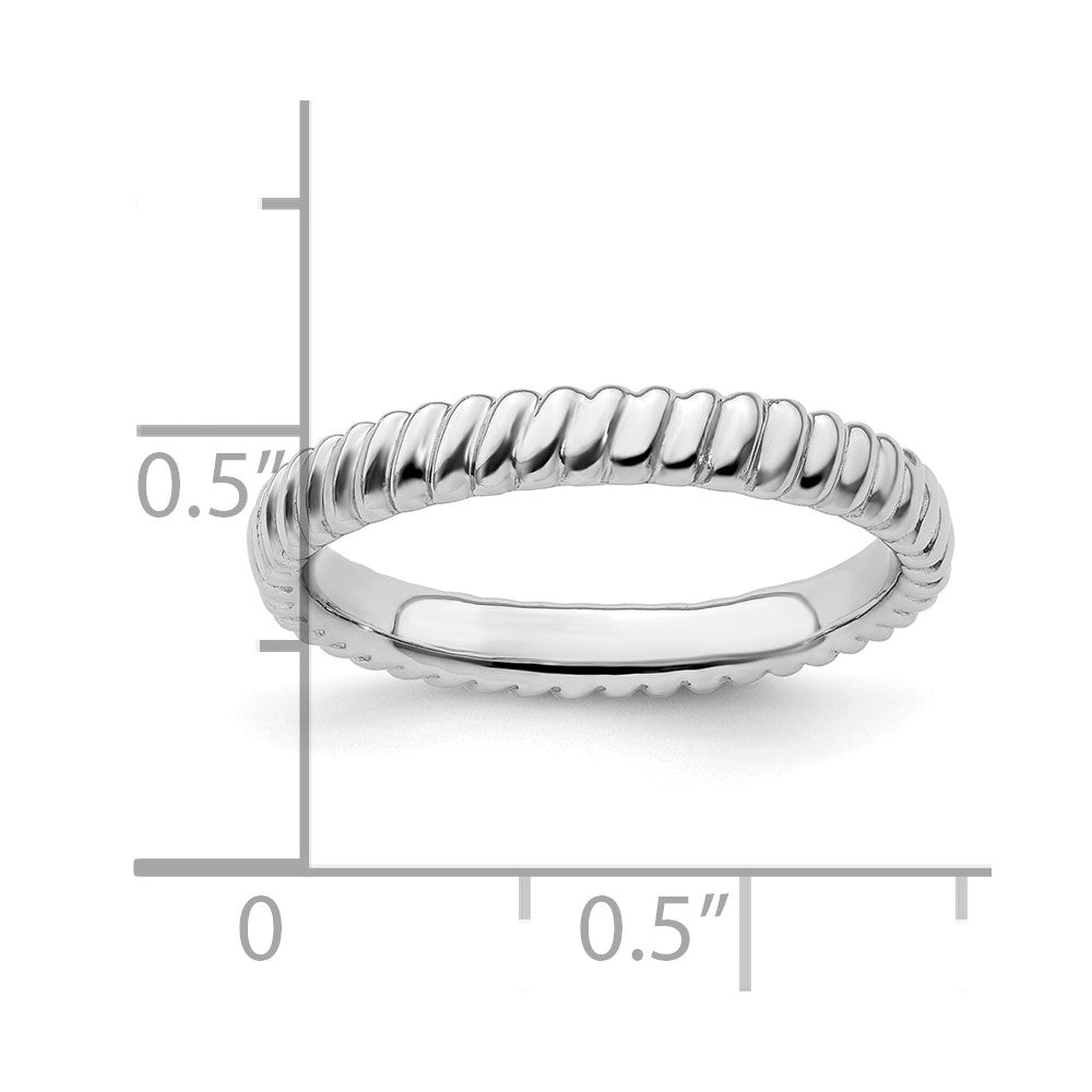 Sterling Silver Stackable Expressions Rhodium Ring Size -9
