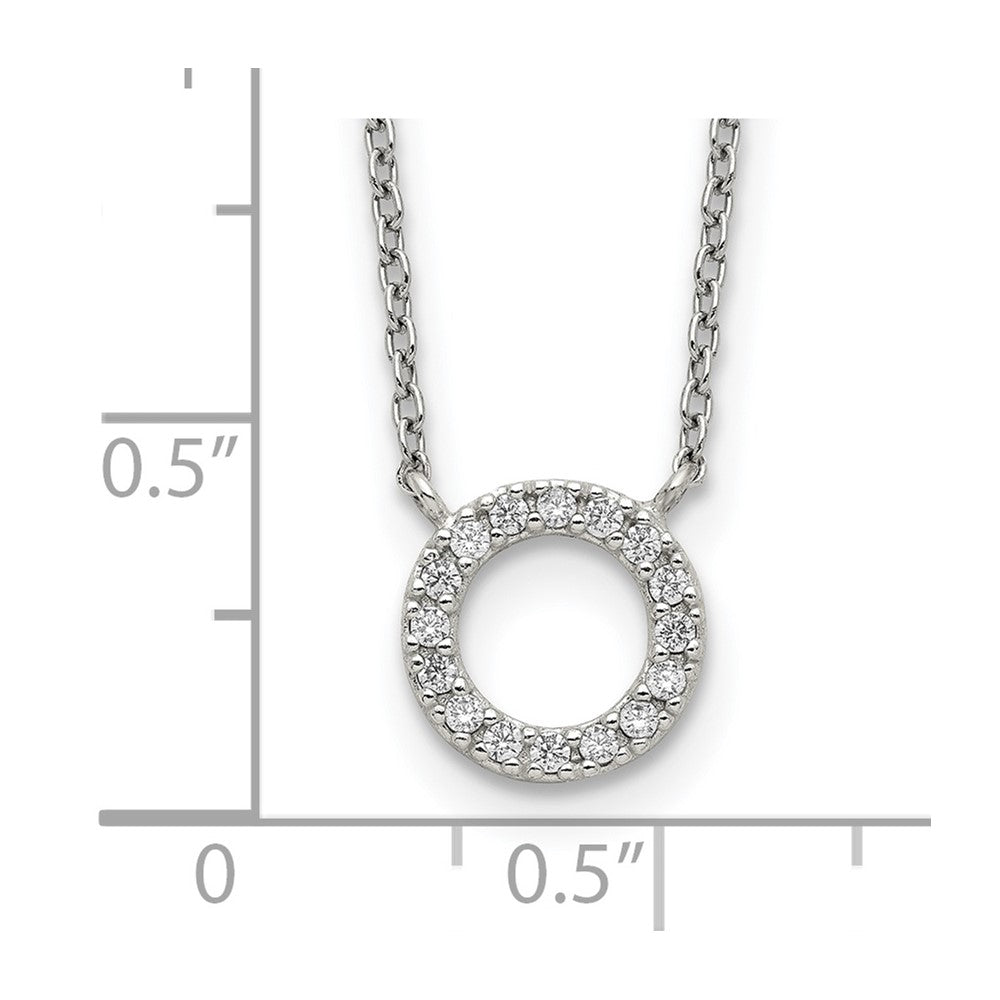 Sterling Silver CZ Circle Necklace 16 Inches
