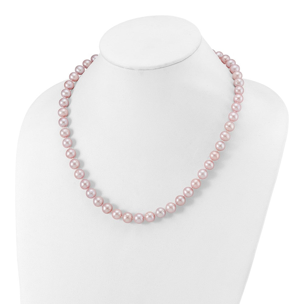 Sterling Silver Rhodium-plated 9-10mm Purple Near-Round Freshwater Cultured Pearl 20 inch Necklace 20 Inches