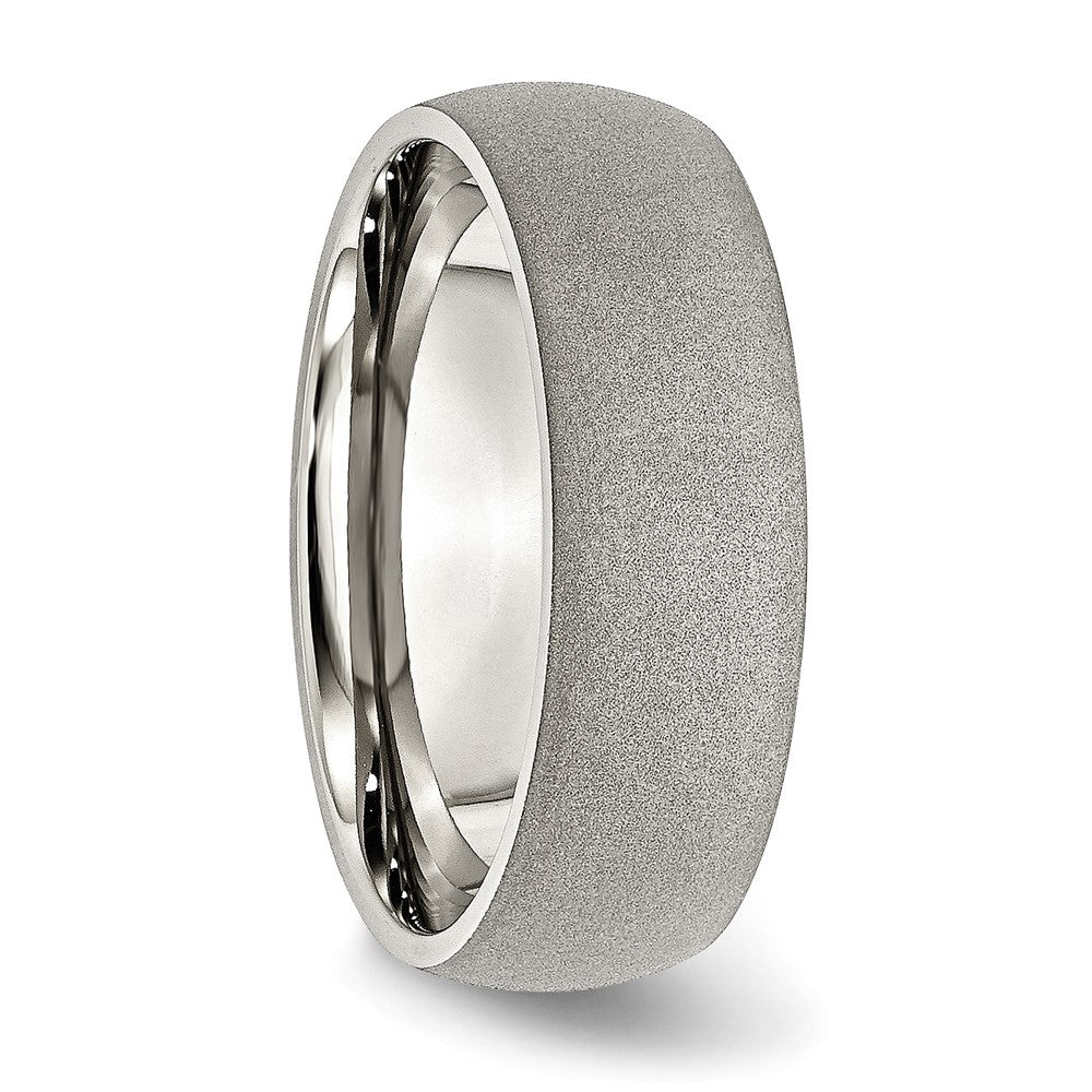 Stainless Steel Polished w/Stone Finish 7mm Band Size - 11.5