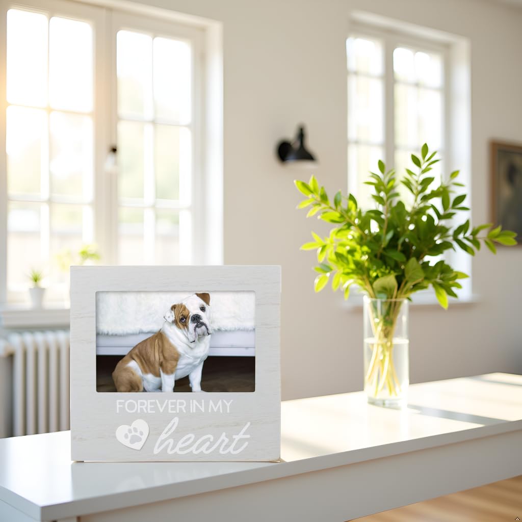 Grey Wooden FOREVER IN MY HEART Pet Memorial Remembrance 4x6 Photo Frame Q-GM20983