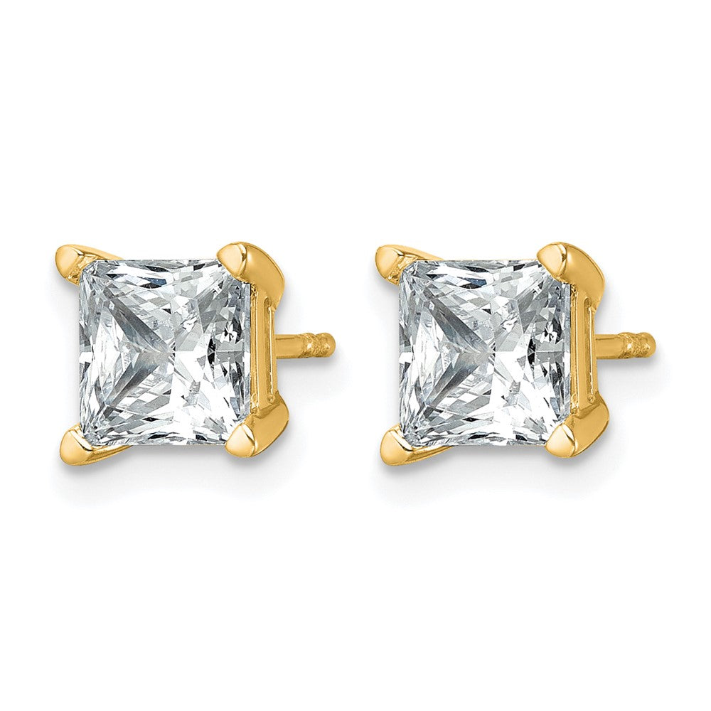 14k 3 carat Lab Grown Diamond VS/SI+ G+ Princess Complete Four Prong Stud Earrings