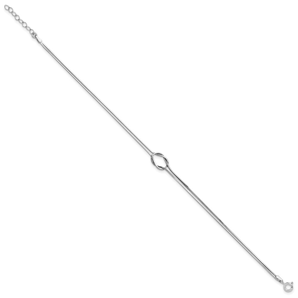 Sterling Silver RH-plated Fancy Loop 9in Plus 1in ext Anklet 9 inches