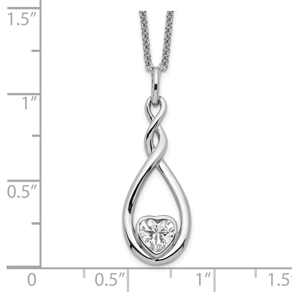 Sentimental Expressions Sterling Silver Rhodium-plated CZ Love You Forever 18in. Necklace 18 Inches