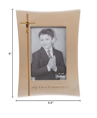 My First Communion Goldtone 6.5 x 9 Inch Resin Stone Easelback Picture Frame