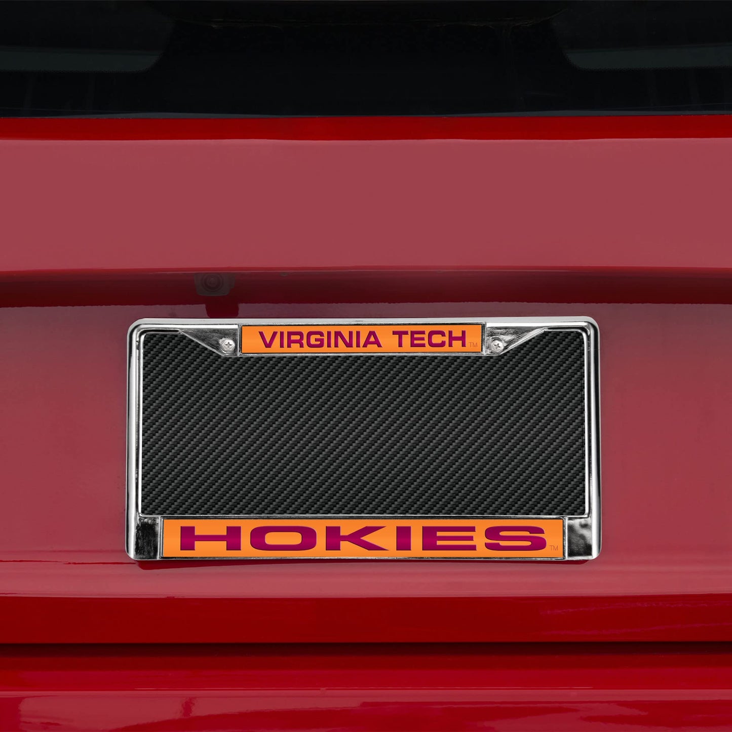 Collegiate Virginia Tech Orange Laser Chrome Acrylic License Plate Frame QGC7007