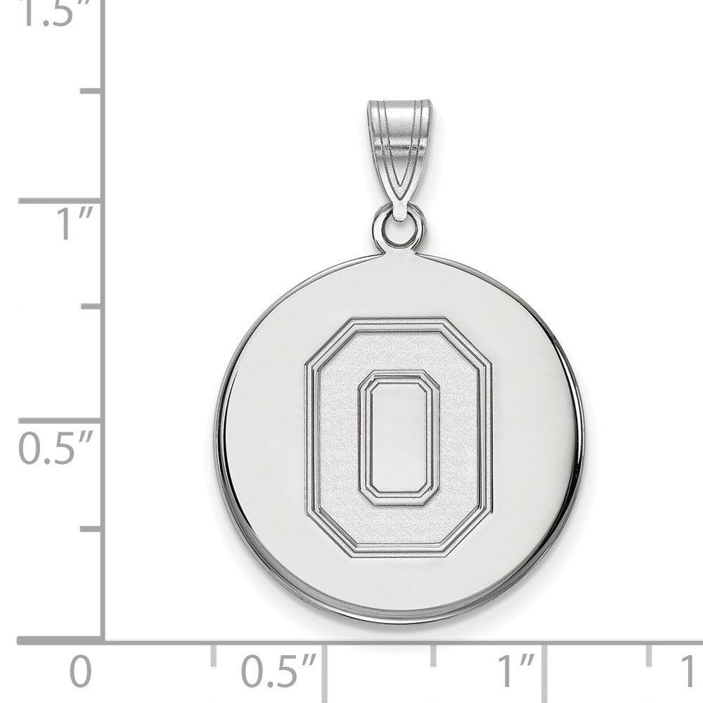 LogoArt Sterling Silver Ohio State University Large Disc Pendant Necklace Female Adult