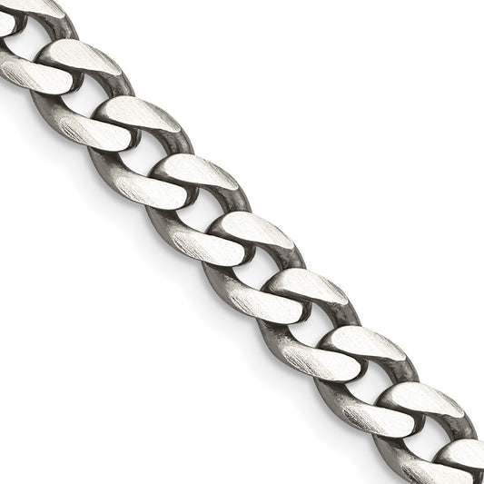 Sterling Silver Antiqued 6.5mm Curb Chain 20 Inches