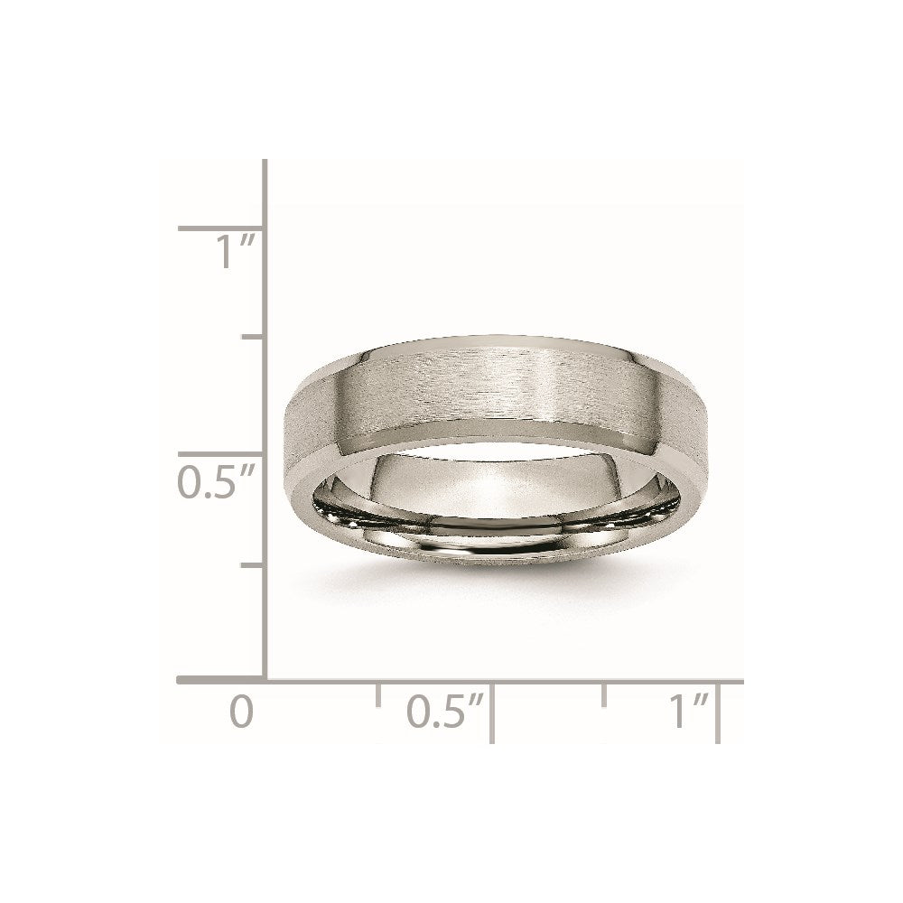 Titanium Brushed and Polished 6mm Beveled Edge Band Size - 14
