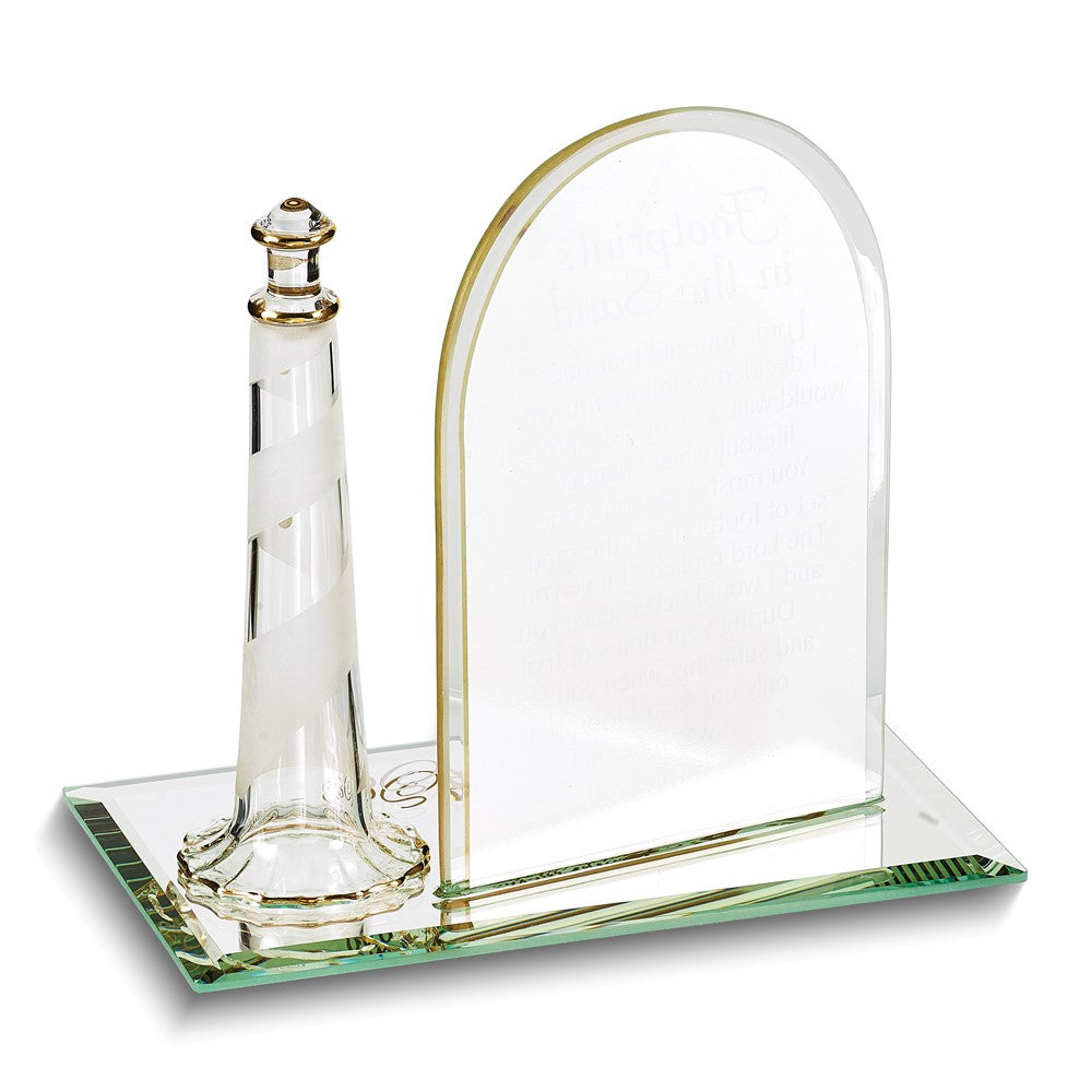 Glass Baron Footprints In The Sand Lighthouse Glass Figurine QGM6682