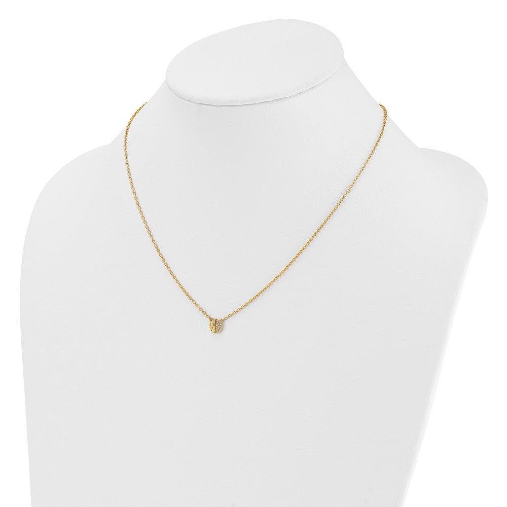 14K Polished and Hammered Diamond Disk Necklace