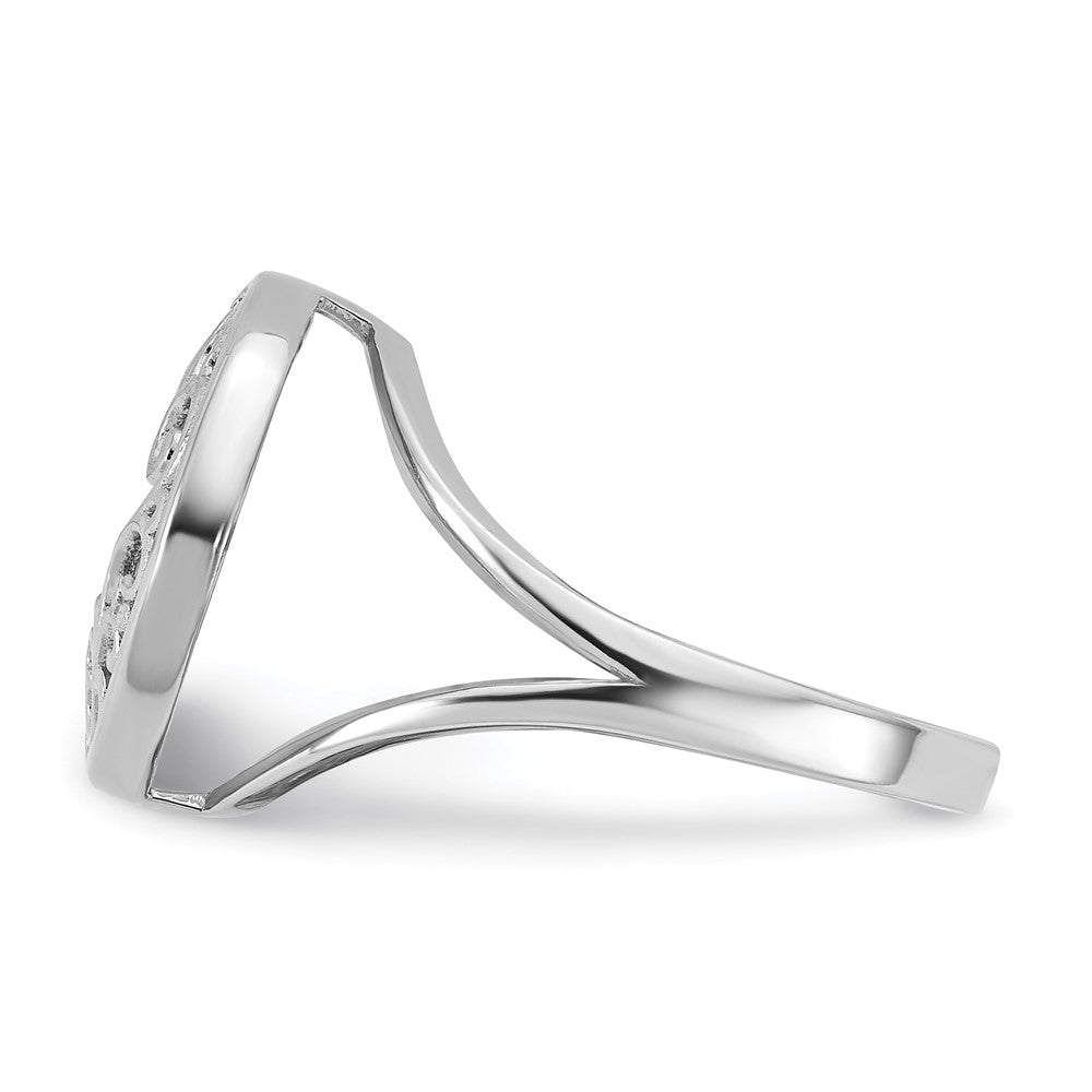 Sterling Silver Rhodium-plated Polished Filigree Mother of Pearl Filigree Circle Size 6 Ring