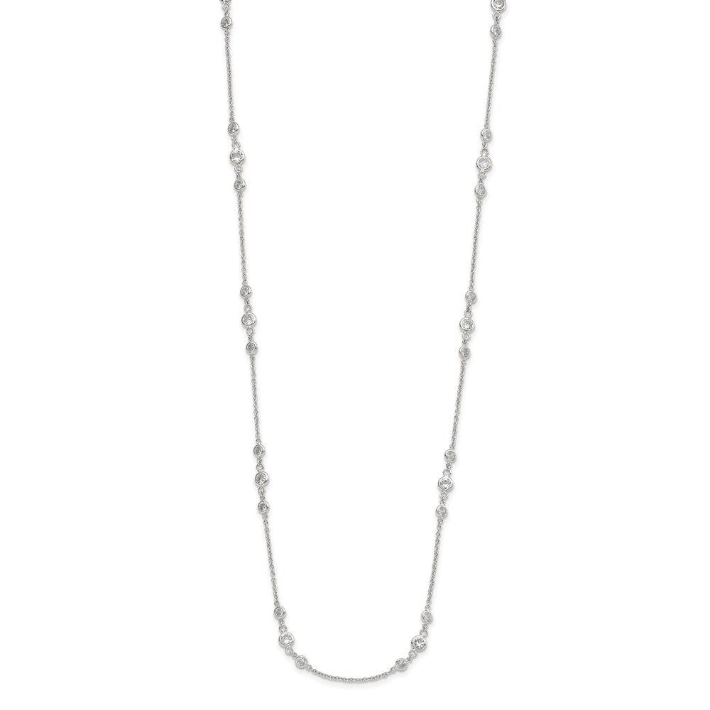 Sterling Silver Rhodium-plated Clear CZ Stations 36 inch Necklace